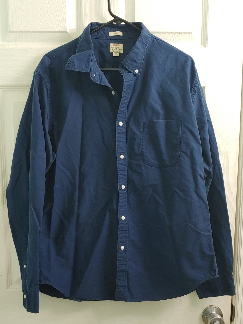 J. Crew Navy Chambray Shirt Men's XL Oxford Slim Long Sleeve Button Down
